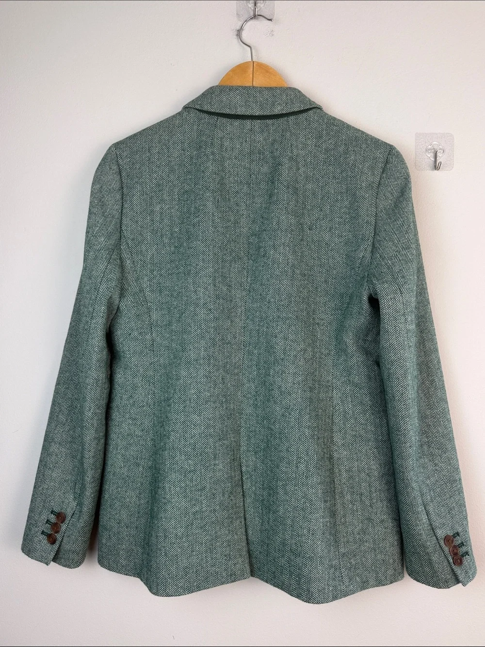 J. Crew FA24 Hollander Blazer Wool Blend in Green Herringbone Office Preppy Work